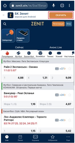 приложение бк зенит